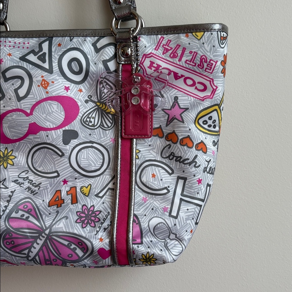Coach Poppy Bandana Butterfly Graffiti Bag - Picture 3 of 8